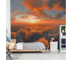 Artgeist Fototapetas - When Dawn Tickles the Clouds: A Spectacle of Colors on the Morning Sky