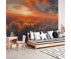 Artgeist Fototapetas - When Dawn Tickles the Clouds: A Spectacle of Colors on the Morning Sky