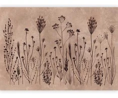 Artgeist Fototapetas - Wildflowers – juodas plants on lime-wash background