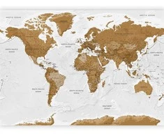 Artgeist Fototapetas - World Map: Baltas Oceans