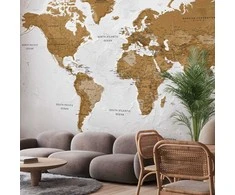 Artgeist Fototapetas - World Map: Baltas Oceans