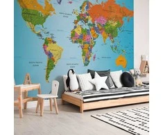 Artgeist Fototapetas - World Map: Colourful Geography
