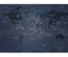 Artgeist Fototapetas - World map in mėlynas - continents with inscriptions in English