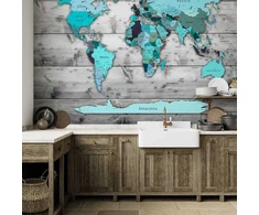 Artgeist Fototapetas - World Map: Mėlyna Continents