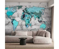 Artgeist Fototapetas - World Map: Mėlyna Continents