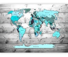 Artgeist Fototapetas - World Map: Mėlyna Continents