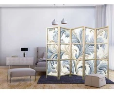Artgeist Japoniška kambario pertvara - Baroque Ornaments in Light - Kreminis-Mėlyna Colors