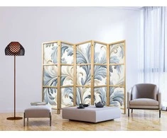 Artgeist Japoniška kambario pertvara - Baroque Ornaments in Light - Kreminis-Mėlyna Colors