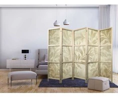 Artgeist Japoniška kambario pertvara - Botanical Motif with Leaves and Vines in Sandy Colors