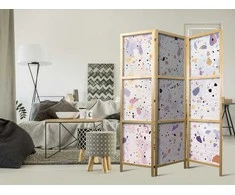Artgeist Japoniška kambario pertvara - Confetti-Style Terrazzo - Violetinė-Rožinė - Colorful Pattern.