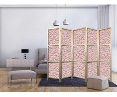 Artgeist Japoniška kambario pertvara - Giraffe Pattern - Colorful Animal Pattern in Mėlyna-Rožinė Spots.