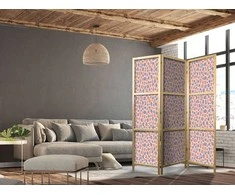 Artgeist Japoniška kambario pertvara - Giraffe Pattern - Colorful Animal Pattern in Mėlyna-Rožinė Spots.