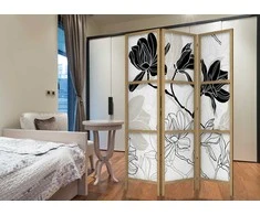 Artgeist Japoniška kambario pertvara - Juodas and Baltas Flowers I