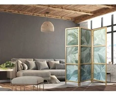 Artgeist Japoniška kambario pertvara - Large Leaves in Žalias-Mint Shades - Botanical Motif