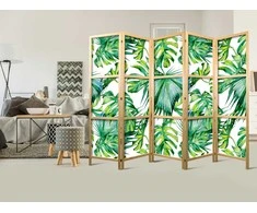 Artgeist Japoniška kambario pertvara - Monstera and Palm Leaves II