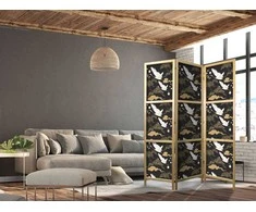 Artgeist Japoniška kambario pertvara - Oriental impressions - decorative pattern with a motif of flying cranes on a dark background