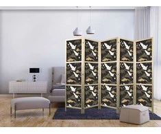 Artgeist Japoniška kambario pertvara - Oriental impressions - decorative pattern with a motif of flying cranes on a dark background