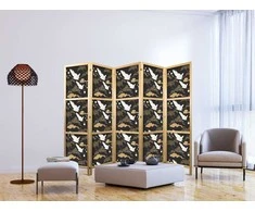 Artgeist Japoniška kambario pertvara - Oriental impressions - decorative pattern with a motif of flying cranes on a dark background