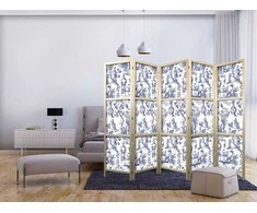 Artgeist Japoniška kambario pertvara - Rome and Botany - Mėlyna Pattern with Greek and Plant Motif