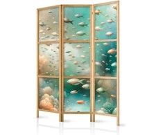 Artgeist Japoniška kambario pertvara - Spectacular Underwater Landscape - Fish in the Underwater World in Colors of Turquoise Mėlyna rusvai gelsvas and Delicate Oranžinis