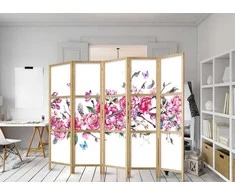 Artgeist Japoniška kambario pertvara - Style: Flowers and Butterflies II