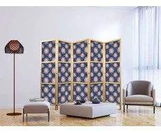 Artgeist Japoniška kambario pertvara - Sunny Patterns - Repeating Sun Motif on a Navy Background