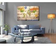 Artgeist Kamštinis paveikslas - Map on wood: Colourful Travels