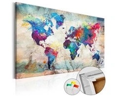 Artgeist Kamštinis paveikslas - World Map: Colourful Madness