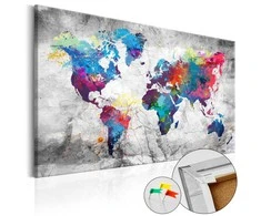 Artgeist Kamštinis paveikslas - World Map: Pilkas Style
