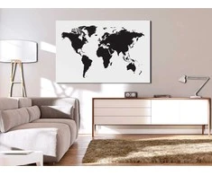 Artgeist Kamštinis paveikslas - World Map: Juodas &amp; Baltas Elegance