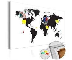Artgeist Kamštinis paveikslas - World Map: Juodas &amp; Baltas Elegance