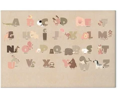 Artgeist Paveikslas - Alphabet at the Zoo - Joyful Animals and Their Names on a rusvai gelsvas Background