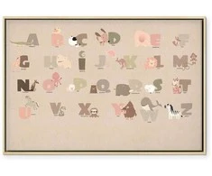 Artgeist Paveikslas - Alphabet at the Zoo - Joyful Animals and Their Names on a rusvai gelsvas Background