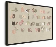Artgeist Paveikslas - Alphabet at the Zoo - Joyful Animals and Their Names on a rusvai gelsvas Background