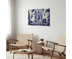 Artgeist Paveikslas - Ancient vineyard - three women in a portal painted with mėlynas ink