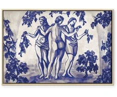 Artgeist Paveikslas - Ancient vineyard - three women in a portal painted with mėlynas ink