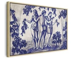Artgeist Paveikslas - Ancient vineyard - three women in a portal painted with mėlynas ink