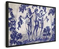 Artgeist Paveikslas - Ancient vineyard - three women in a portal painted with mėlynas ink