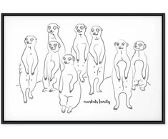 Artgeist Paveikslas - Animal Patrol (1-part) - Meerkats on Juodas and Baltas Background