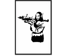 Artgeist Paveikslas - Banksy Mona Lisa with Rocket Launcher (1 Part) Vertical