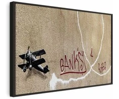 Artgeist Paveikslas - Banksy's Plane (1-part) - Raudona Graffiti Text on Mural Background
