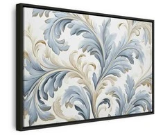 Artgeist Paveikslas - Baroque Ornaments in Light Kreminis-Mėlyna Hues