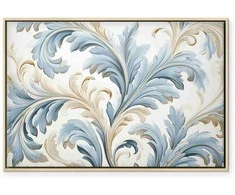 Artgeist Paveikslas - Baroque Ornaments in Light Kreminis-Mėlyna Hues