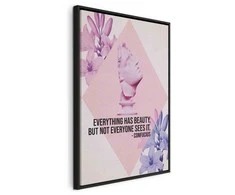 Artgeist Paveikslas - Beauty in the Eyes - Inspirational Quote with Rožinė Bust and Flowers