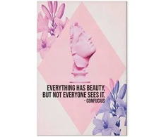 Artgeist Paveikslas - Beauty in the Eyes - Inspirational Quote with Rožinė Bust and Flowers