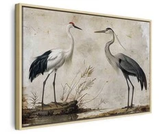 Artgeist Paveikslas - Birds from an old engraving - vintage-style illustration depicting a heron and a crane