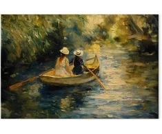 Artgeist Paveikslas - Boat crossing - painting of two women sailing a boat on a river
