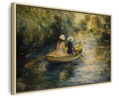 Artgeist Paveikslas - Boat crossing - painting of two women sailing a boat on a river