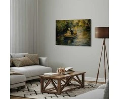 Artgeist Paveikslas - Boat crossing - painting of two women sailing a boat on a river
