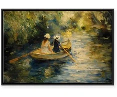 Artgeist Paveikslas - Boat crossing - painting of two women sailing a boat on a river